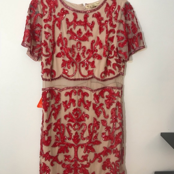 Frock and Frill red beaded dress with mesh insert - Picture 7 of 12